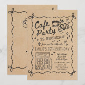 Invitation d'anniversaire de fête de café (Devant / Derrière)