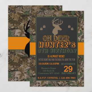 Invitation d'anniversaire de fête de cerf buck cam