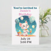 Invitation d'anniversaire de fête de chat personna (Debout devant)
