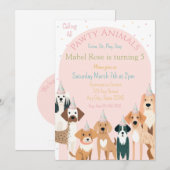 Invitation d'anniversaire de fête de chien (Devant / Derrière)