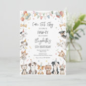 Invitation d'anniversaire de fête de chiot de chie (Debout devant)