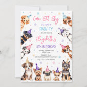Invitation d'anniversaire de fête de chiot de chie (Devant)