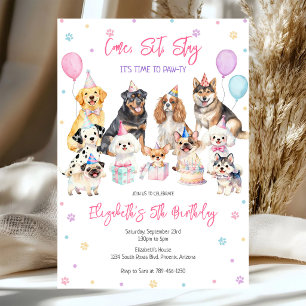 Invitation d'anniversaire de fête de chiot de chie