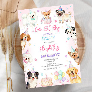 Invitation d'anniversaire de fête de chiot de chie