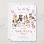 Invitation d'anniversaire de fête de chiot de chie (Devant)