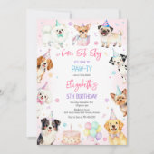 Invitation d'anniversaire de fête de chiot de chie (Devant)