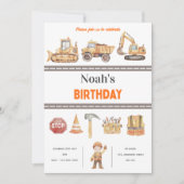 Invitation d'anniversaire de fête de construction (Devant)