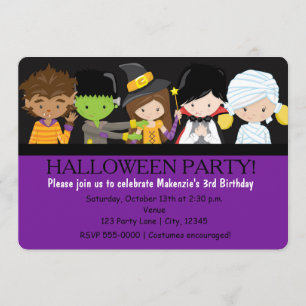 Invitation d'anniversaire de fête de costume d'Hal