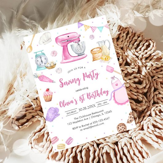 Invitation d'anniversaire de fête de couture