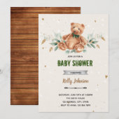 Invitation d'anniversaire de fête de douche d'ours (Devant / Derrière)