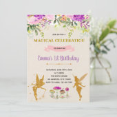 Invitation d'anniversaire de fête de fées violette (Debout devant)