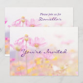 Invitation d'anniversaire de fête de jardin Fleur (Devant / Derrière)
