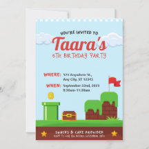 Invitation d'anniversaire de fête de jeu vidéo pou