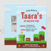 Invitation d'anniversaire de fête de jeu vidéo pou (Devant / Derrière)