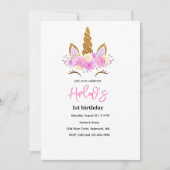 Invitation d'anniversaire de fête de licorne magiq (Devant)