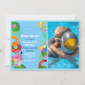 Invitation d'anniversaire de fête de natation de p (Devant)