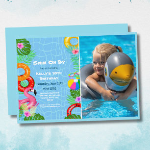 Invitation d'anniversaire de fête de natation de p