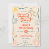 Invitation d'anniversaire de fête de plage d'été m (Devant)