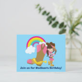 Invitation d'anniversaire de fête de rodéo de Cowg (Debout devant)