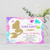 Invitation d'anniversaire de fête de slime de sirè (Debout devant)