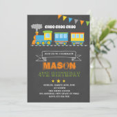 Invitation d'anniversaire de fête de train mignon (Debout devant)