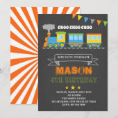 Invitation d'anniversaire de fête de train mignon (Devant / Derrière)