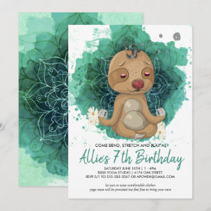 Invitation d'anniversaire de fête de yoga pour enf