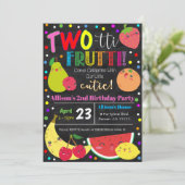 Invitation d'anniversaire de fête des fruits à deu (Debout devant)