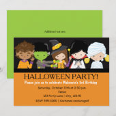 Invitation d'anniversaire de fête d'Halloween pour (Devant / Derrière)