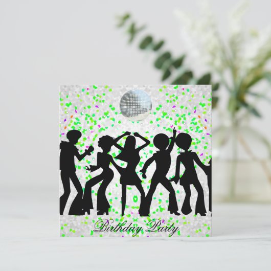 Invitation d'anniversaire de fête disco danse (Debout devant)