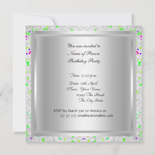 Invitation d'anniversaire de fête disco danse (Dos)