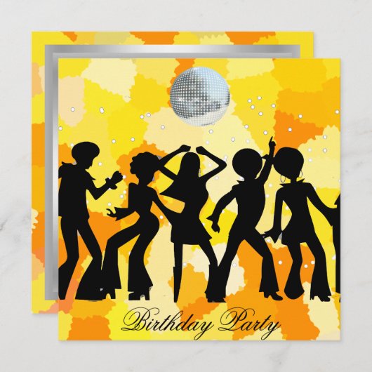 Invitation d'anniversaire de fête disco danse (Devant / Derrière)