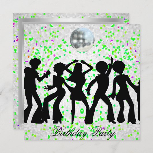 Invitation d'anniversaire de fête disco de danse (Devant / Derrière)