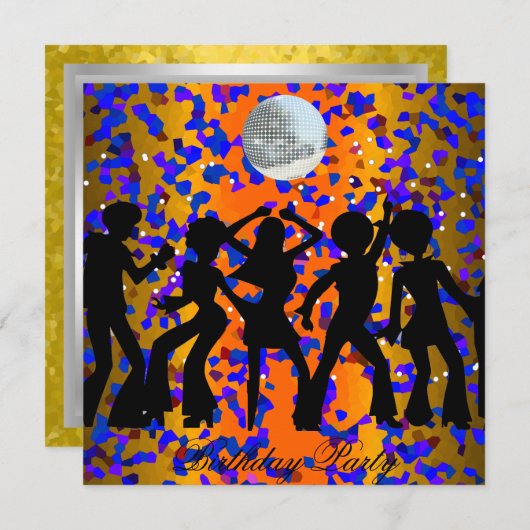 Invitation d'anniversaire de fête disco de danse (Devant / Derrière)