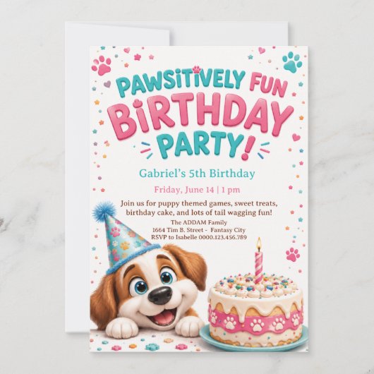 Invitation d'anniversaire de fête pour enfants ave (Devant)