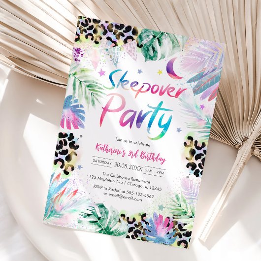 Invitation d'anniversaire de fête pyjama jungle lé