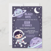 Invitation d'anniversaire de fête spatiale | Astro (Devant)