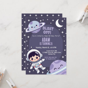 Invitation d'anniversaire de fête spatiale   Astro