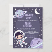 Invitation d'anniversaire de fête spatiale | Galax (Devant)