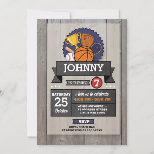 Invitation d'anniversaire de fête sportive All Sta