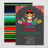Invitation d'anniversaire de fiesta de fille (Devant / Derrière)