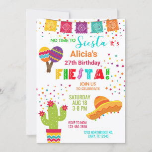 Invitation d'anniversaire de fiesta fille, tout âg