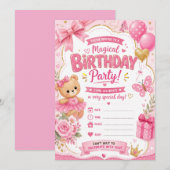 Invitation d'anniversaire de fille (Devant / Derrière)