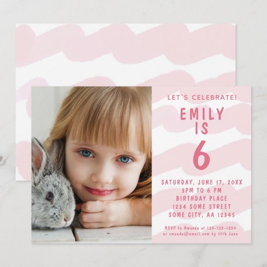 Invitation d'anniversaire de fille à l'aquarelle v (Devant / Derrière)