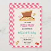 Invitation d'anniversaire de fille à pizza (Devant / Derrière)