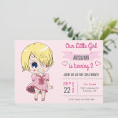 Invitation d'anniversaire de fille anime rose mign (Debout devant)
