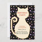 Invitation d'anniversaire de fille au chat (Devant)