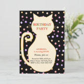 Invitation d'anniversaire de fille au chat (Debout devant)