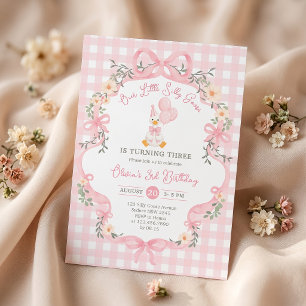 Invitation d'anniversaire de fille au ruban rose d