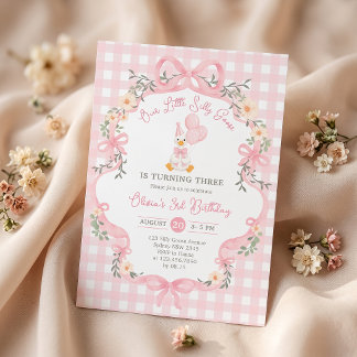 Invitation d'anniversaire de fille au ruban rose d